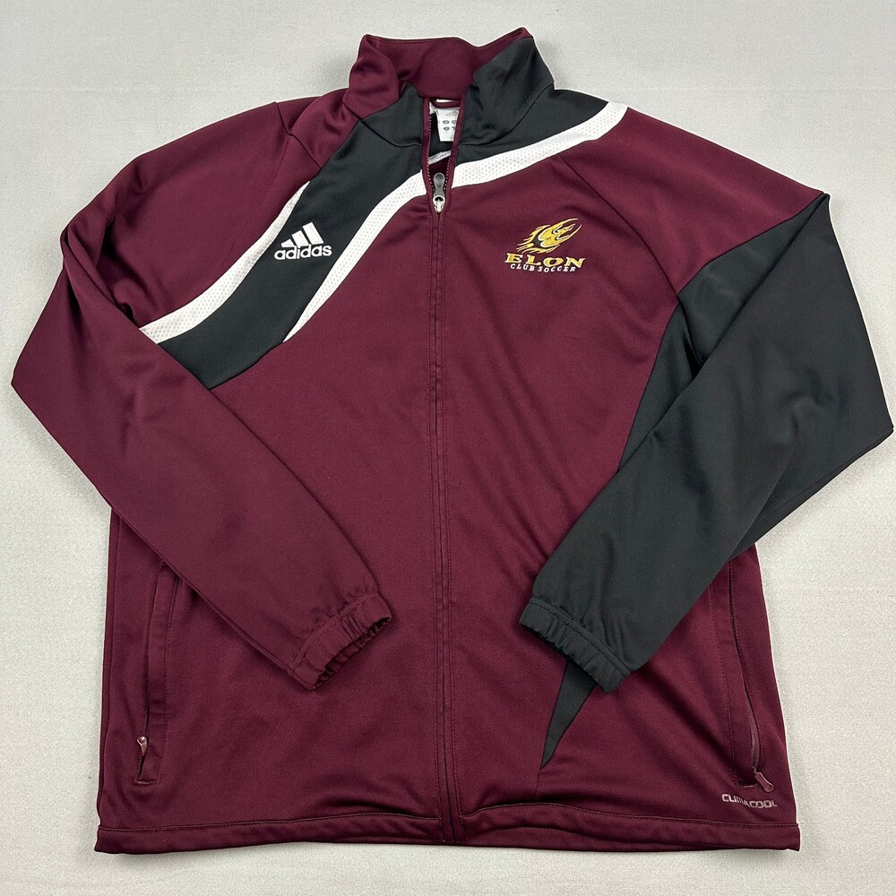 Elon Phoenix Jacket Men Medium Maroon Adidas 1/4 Zip Club Soccer Pullover NCAA M